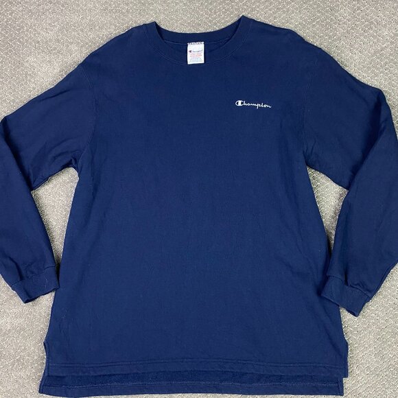 Vintage 90s Champion Sweatshirt Adult XL Blue Script Hi Lo High Low Made in USA - Picture 1 of 13